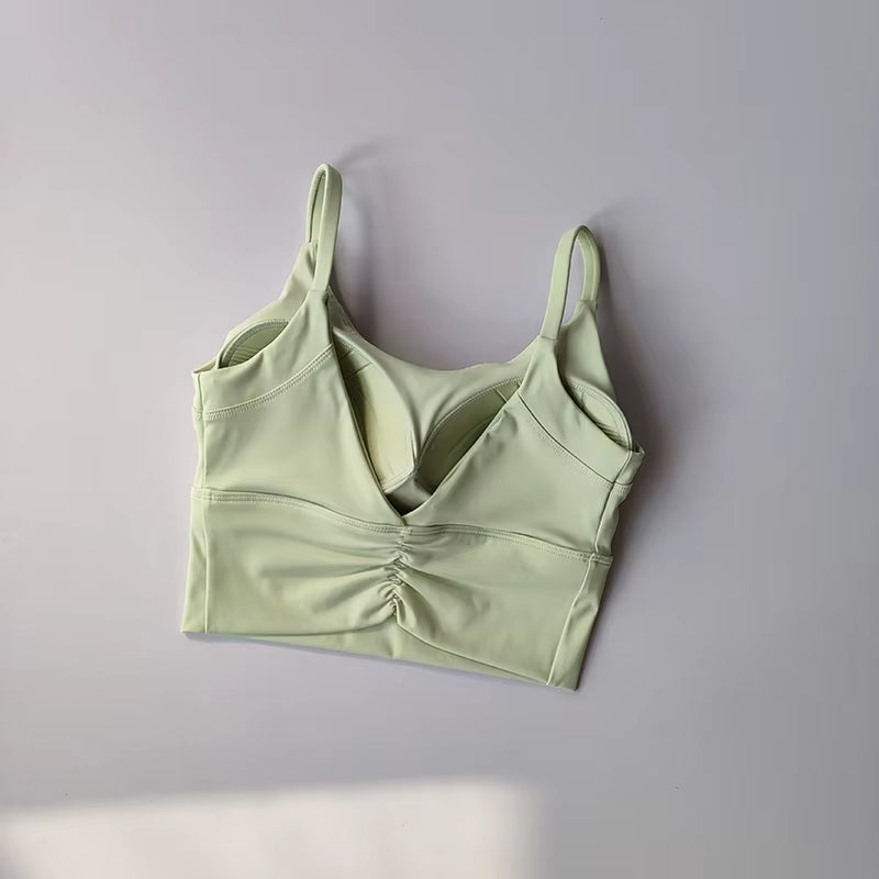 Sports Lingerie Women Beautiful Back Shockproof Gathering Running Vest Fitness Clothes Summer High-Intensity Yoga Bra Integrated