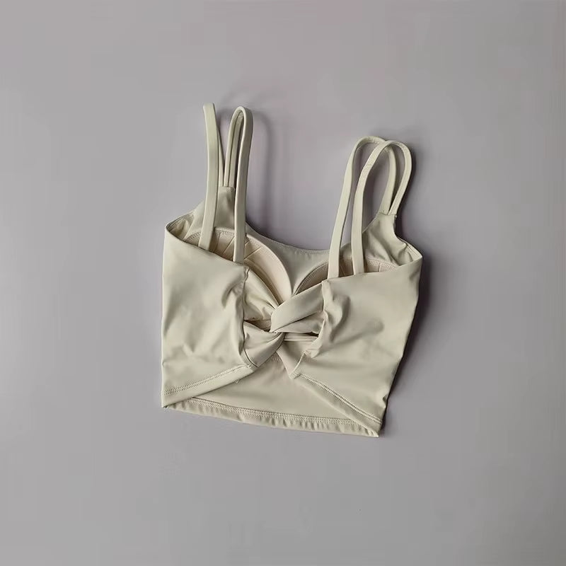 Women'S Sports Bras Fitness Top, Sexy Lingerie, Push up Fixed Pad, Yoga Bra, Back Knotted Underwear, Running Vest, Gym Tops