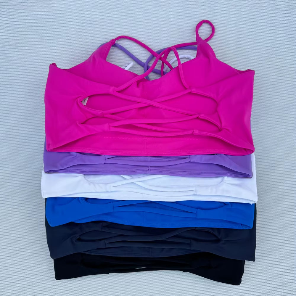 Sportswear Woman Gym Underwear Yoga Sport Bra Outdoor Jogging Cross Thin Shoulder Strap Fitness Sports Bra Breathable Female Top