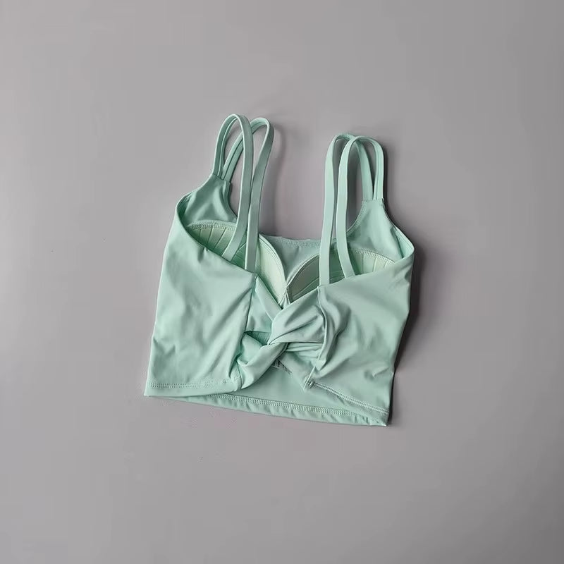 Women'S Sports Bras Fitness Top, Sexy Lingerie, Push up Fixed Pad, Yoga Bra, Back Knotted Underwear, Running Vest, Gym Tops