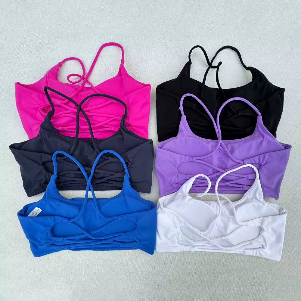 Sportswear Woman Gym Underwear Yoga Sport Bra Outdoor Jogging Cross Thin Shoulder Strap Fitness Sports Bra Breathable Female Top