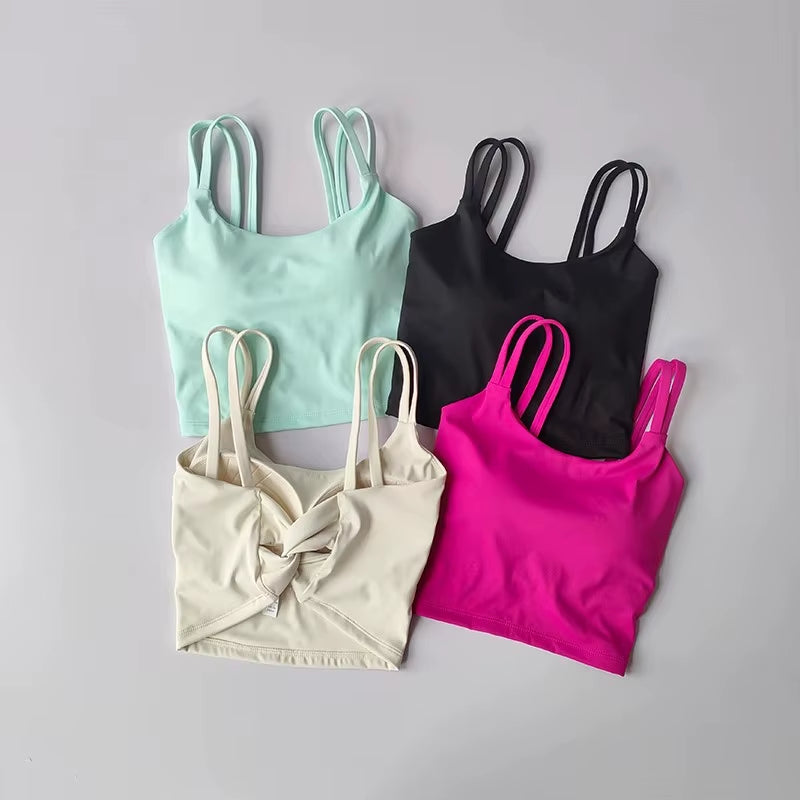 Women'S Sports Bras Fitness Top, Sexy Lingerie, Push up Fixed Pad, Yoga Bra, Back Knotted Underwear, Running Vest, Gym Tops