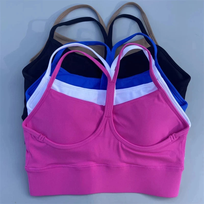 Solid Color Women Y-Line Straps Fitness Sport Bra High Strength Top Comprehensive Training Gym Yoga Underwear Top with Chest Pad