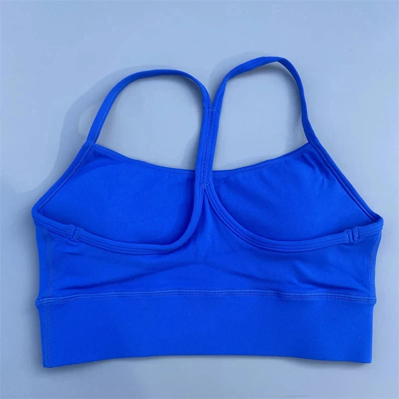 Solid Color Women Y-Line Straps Fitness Sport Bra High Strength Top Comprehensive Training Gym Yoga Underwear Top with Chest Pad