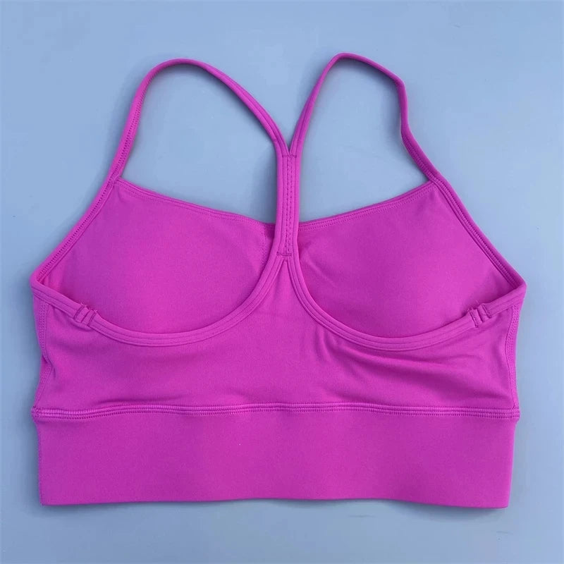 Solid Color Women Y-Line Straps Fitness Sport Bra High Strength Top Comprehensive Training Gym Yoga Underwear Top with Chest Pad