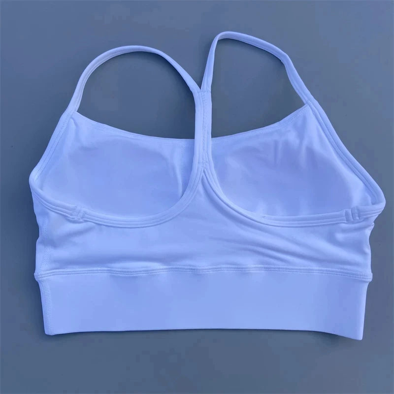 Solid Color Women Y-Line Straps Fitness Sport Bra High Strength Top Comprehensive Training Gym Yoga Underwear Top with Chest Pad