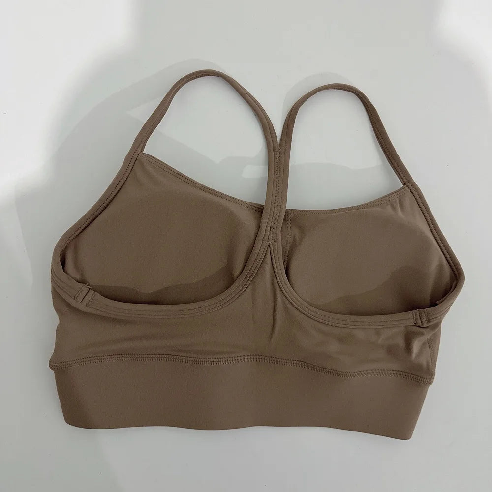 Solid Color Women Y-Line Straps Fitness Sport Bra High Strength Top Comprehensive Training Gym Yoga Underwear Top with Chest Pad