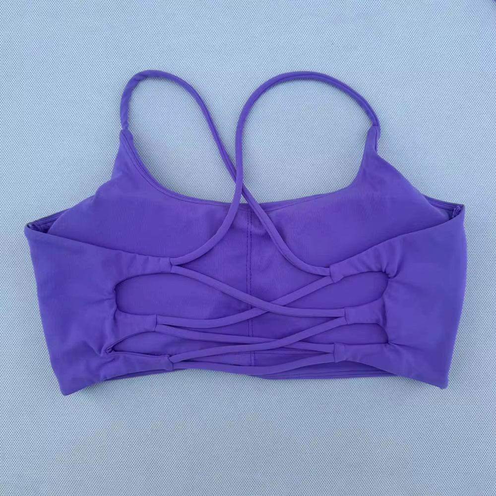 Sportswear Woman Gym Underwear Yoga Sport Bra Outdoor Jogging Cross Thin Shoulder Strap Fitness Sports Bra Breathable Female Top